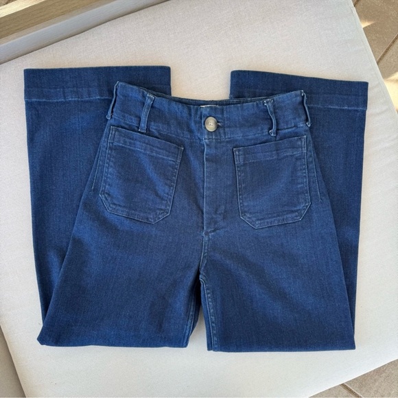New Anthropologie The Colette Crop Wide-Leg Jeans Maeve Dark Blue 26 - Picture 4 of 10